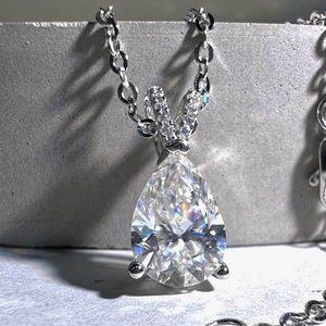 Certified 2ct. t.w. Moissanite Diamond Teardrop Necklace